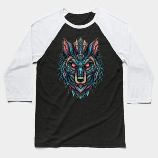 Geometric Abstract Wolfs Head Baseball T-Shirt